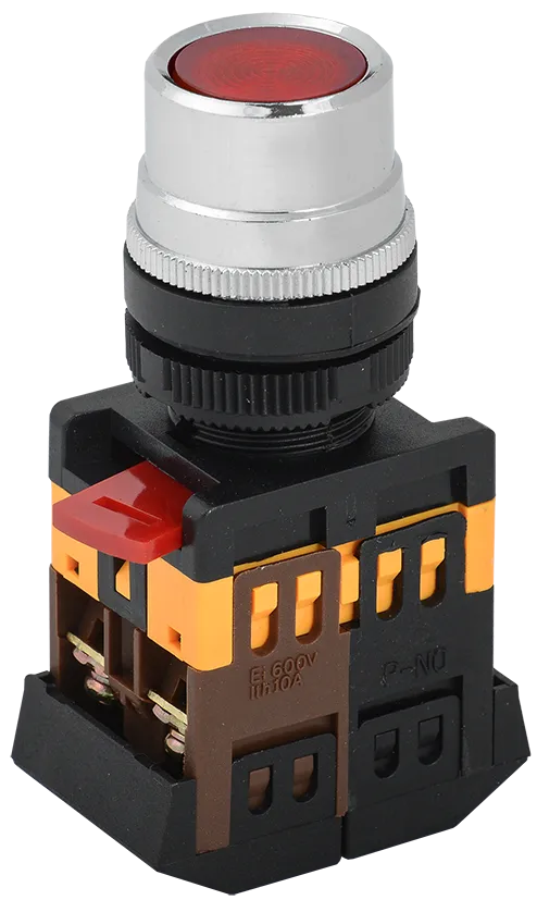 Кнопка ABLF-22 красный d=22мм неон/240В 1з+1р IEK