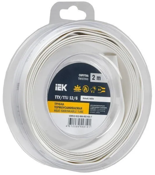 Трубка термоусадочная ТТУ нг-LS 12/6 белая (2м/упак) IEK UDR12-012-006-002-K01-T