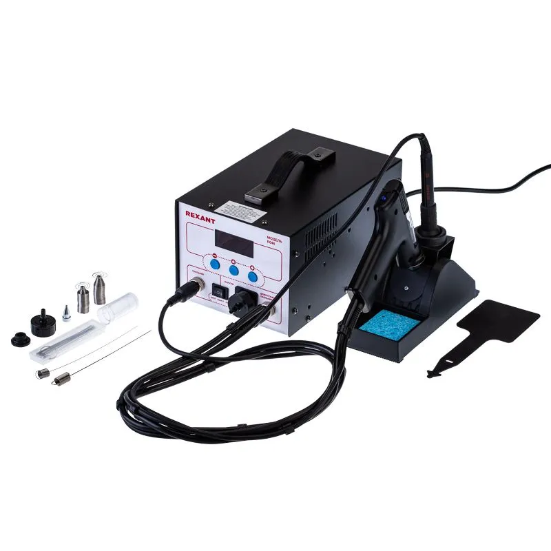 Паяльная станция (паяльник + демонт. паяльник), модель R048, цифровая, 200-480°C, LED дисплей REXANT