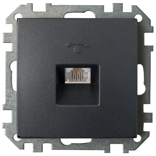 Розетка телефонная четырехконтактная скрытой установки ТР4-037 графит