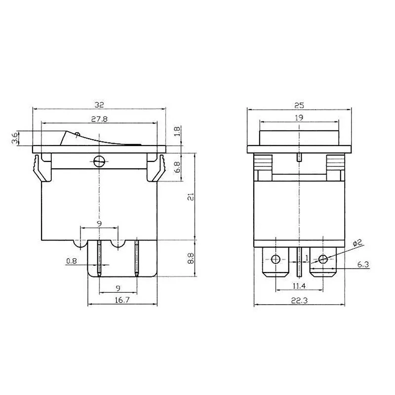 Выключатель-автомат клавишный 250В 10А (4с) RESET-OFF красный с подсветкой REXANT - Фото 2
