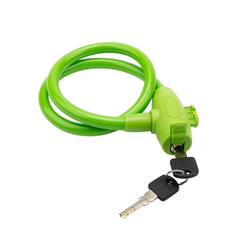 Тросовый замок взломостойкий для велосипедов и колясок с ключом 65 см зеленый - Фото 2