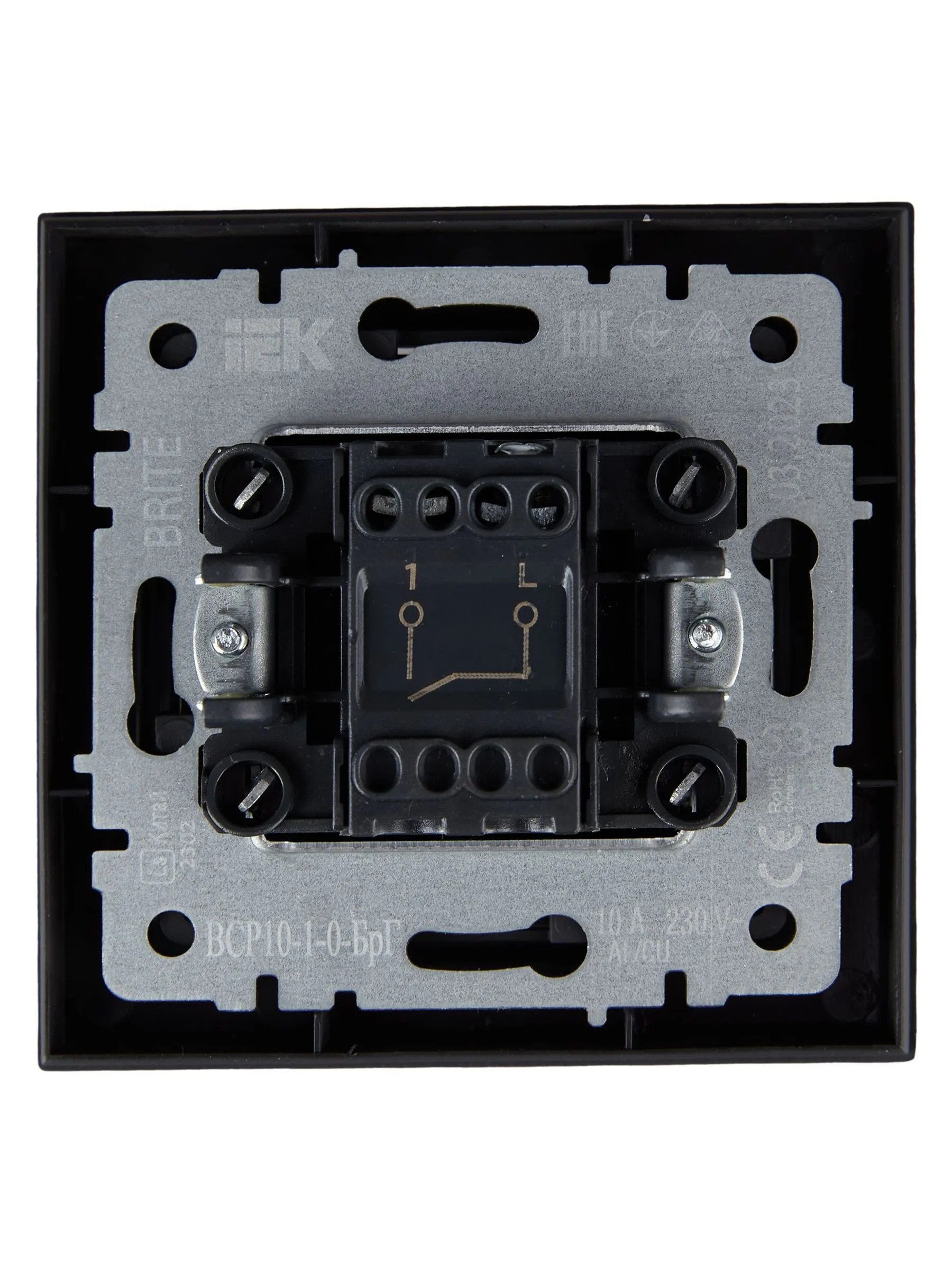 BRITE Выключатель 1-клавишный 10А в сборе ВСР10-1-0-БрГ графит IEK - Фото 3