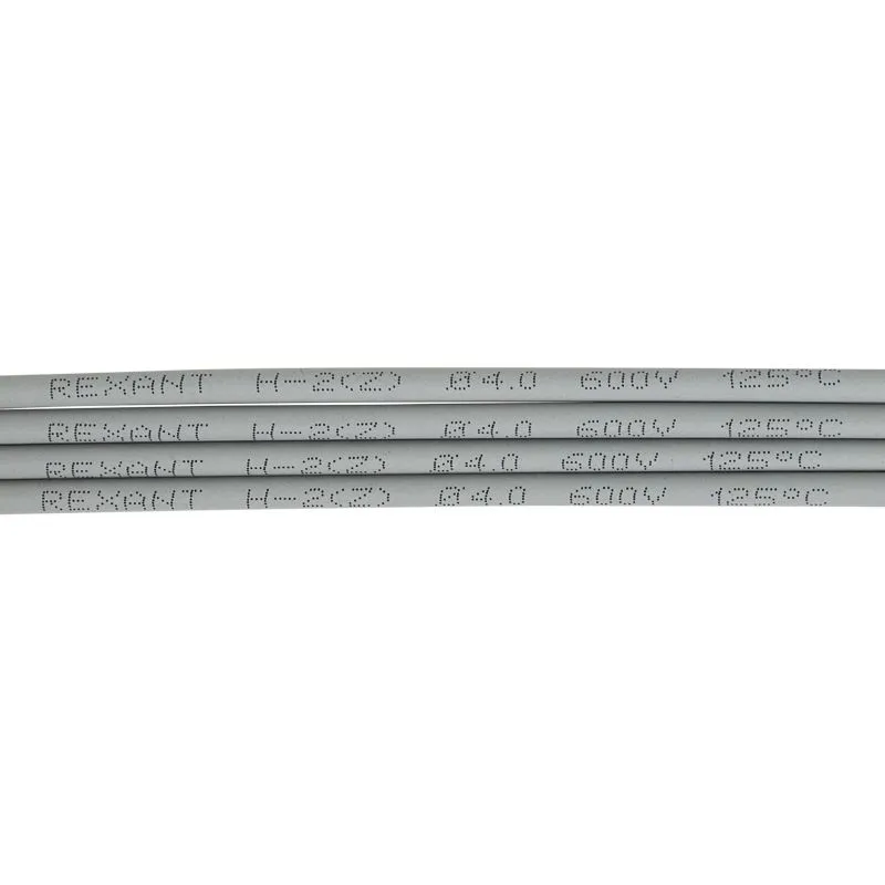 Трубка термоусаживаемая ТУТ нг 4,0/2,0мм, серая, упаковка 50 шт. по 1м REXANT - Фото 2