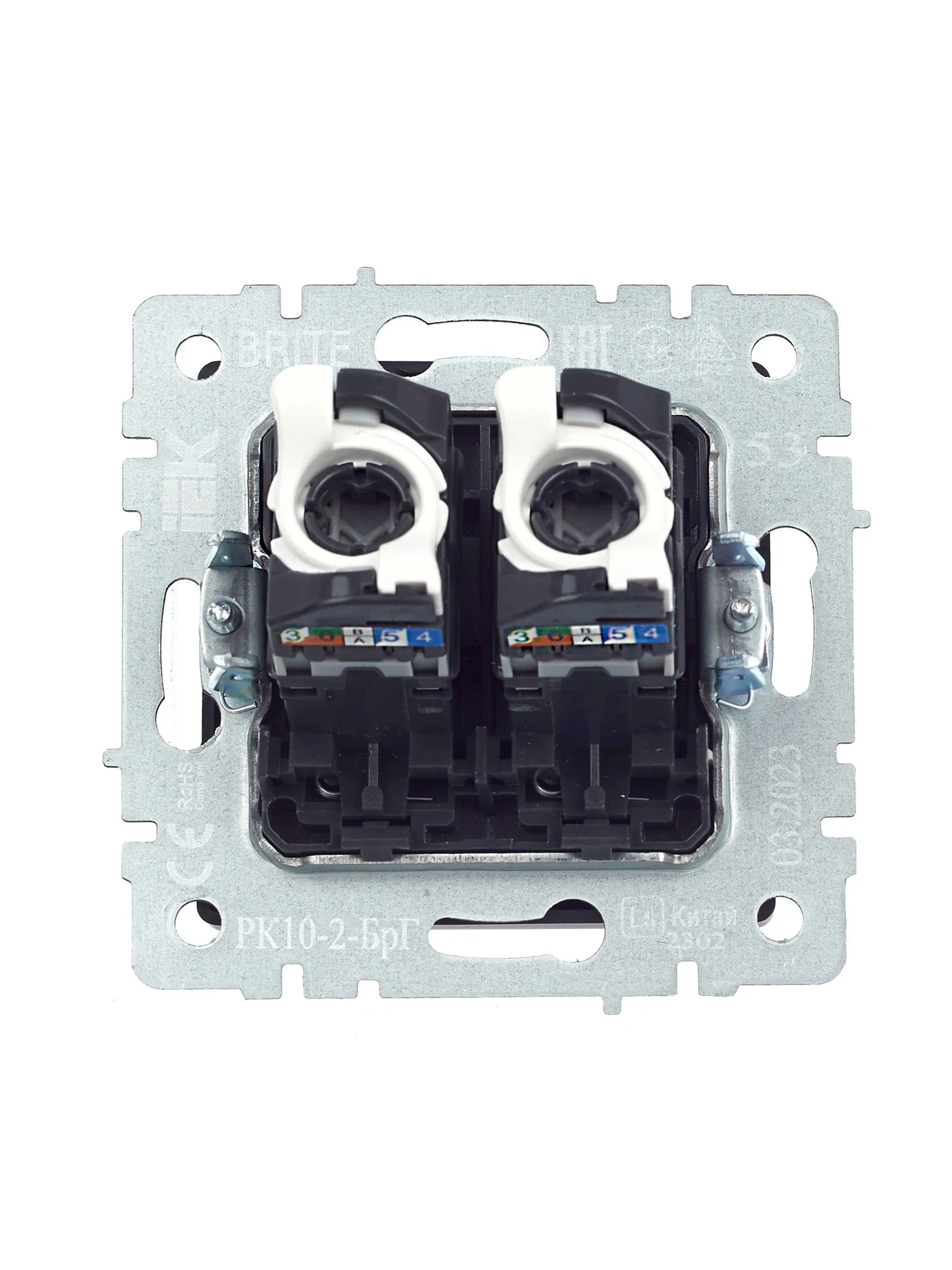 BRITE Розетка компьютерная двойная RJ45 кат.5E РК10-2-БрГ графит IEK - Фото 5