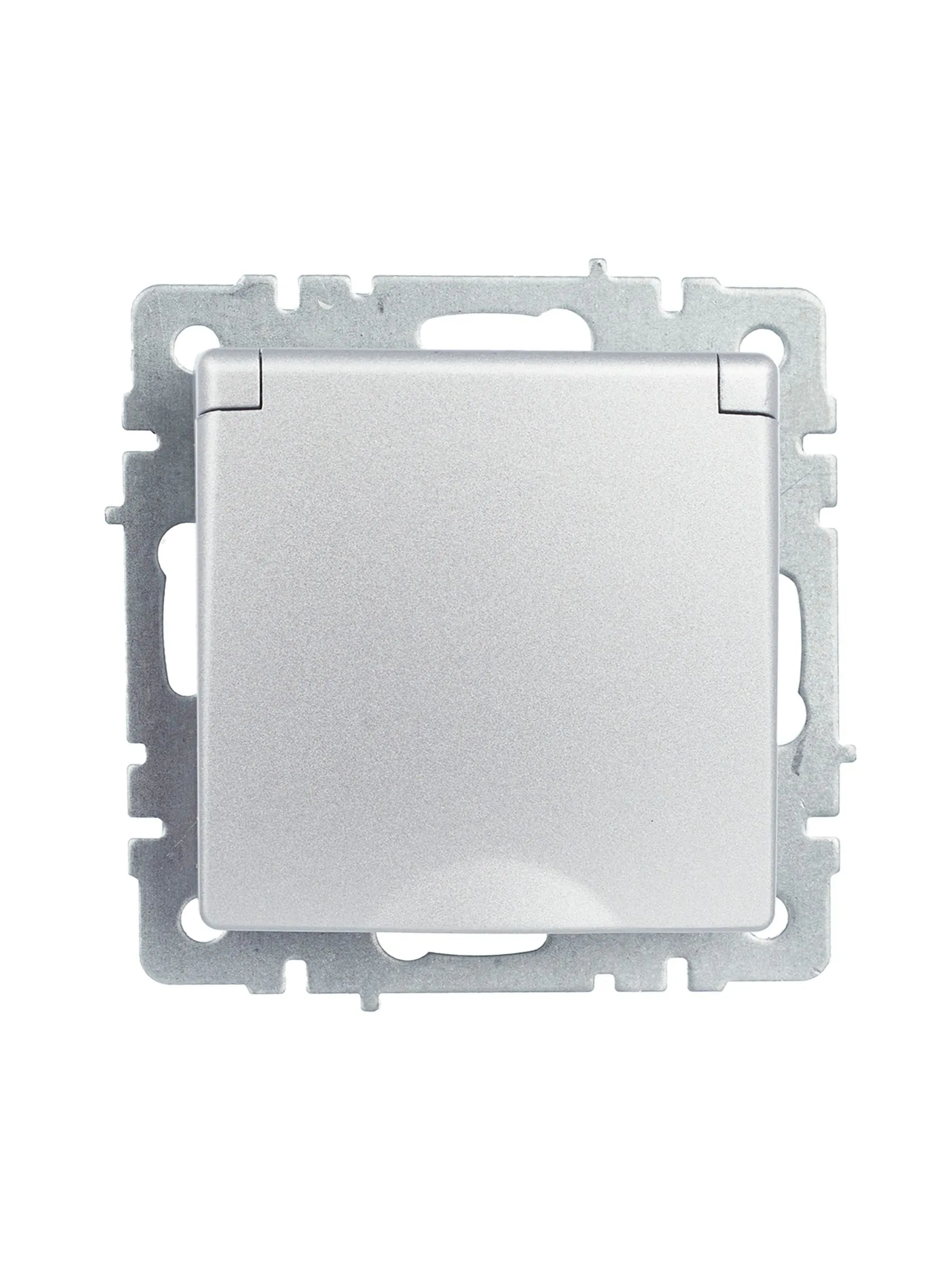 BRITE Розетка 1-местная с заземлением с защитными шторками и крышкой 16А IP20 РСбш10-3-БрА алюминий IEK - Фото 10