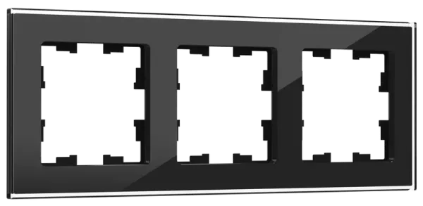 BRITE Рамка 3 -местная РУ-3-2-БрЧ стекло черный IEK BR-M32-G-K02