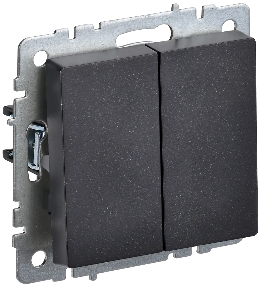 BRITE Выключатель 2-клавишный проходной 10А ВС10-2-6-БрЧ черный IEK BR-V22-0-10-K02