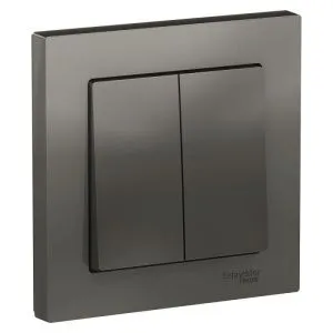 Выключатель 2-кл. СП AtlasDesign 10А IP20 (сх. 5) 10AX в сборе сталь SE ATN000952 1240505