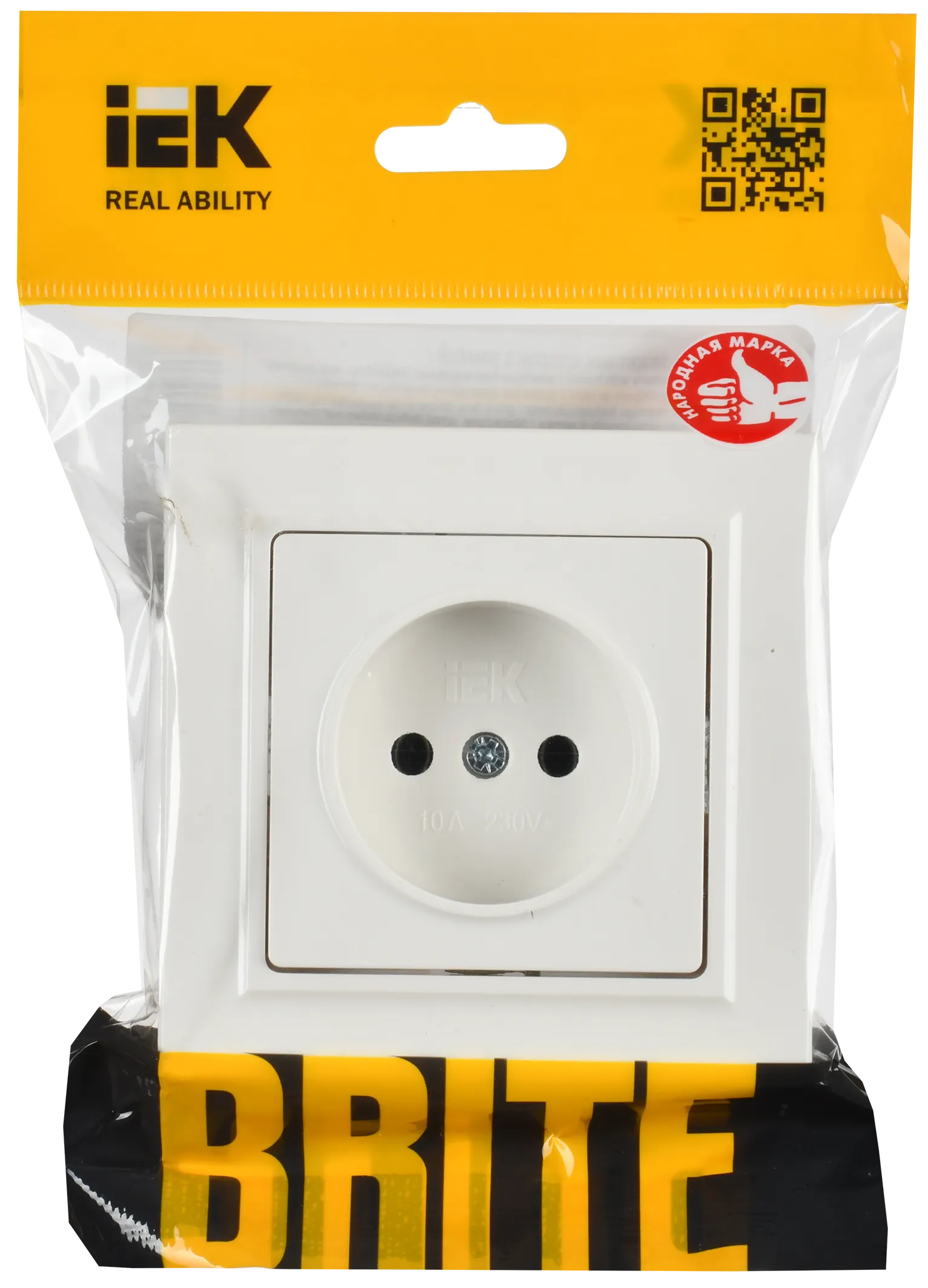 BRITE Розетка 1-местная без заземления без защитных шторок 10А в сб. РСР10-1-0-БрБ белый IEK - Фото 2