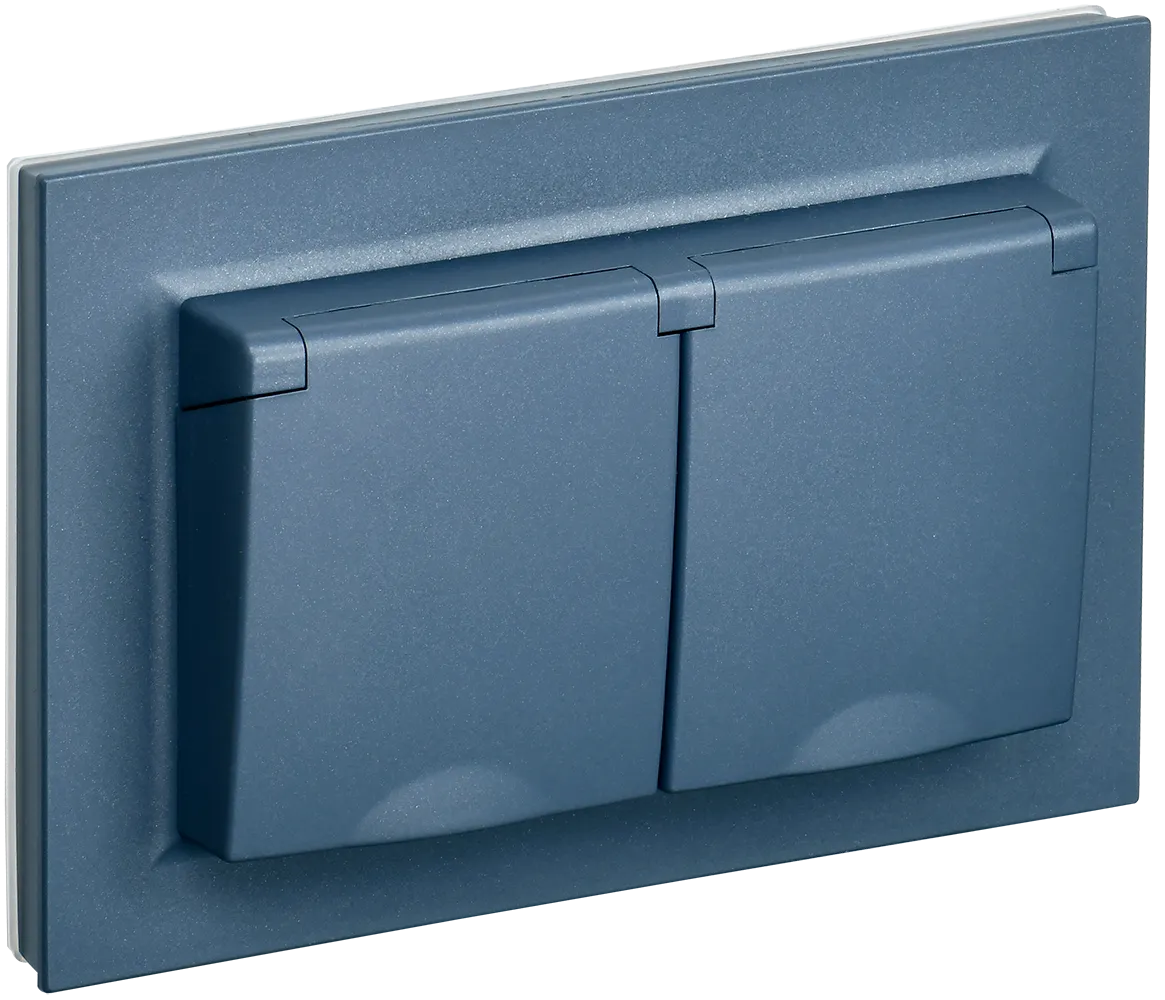 BRITE Розетка 2-местная с заземлением с защитными шторками и крышкой 16А в сборе IP44 РСбш12-3-44-БрМ маренго IEK