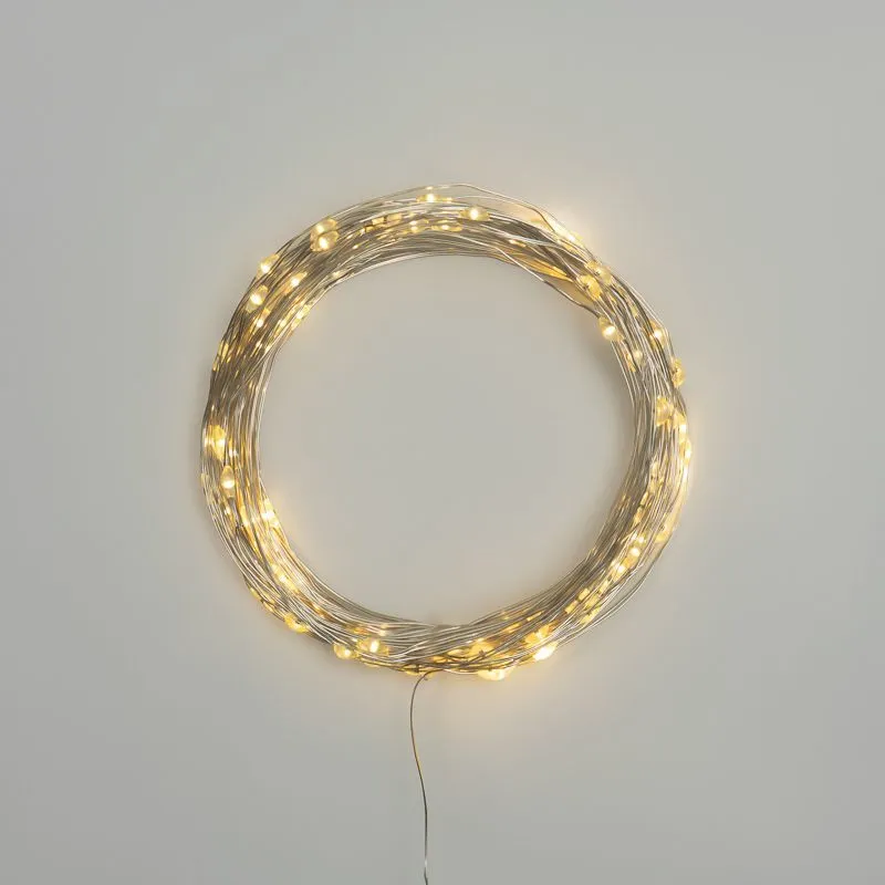 Гирлянда Роса 10м, 100LED, теплый белый, IP44, на батарейках 3хАА, с пультом 8 режимов NEON-NIGHT 303-256