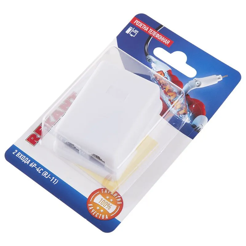 Rexant Розетка телефонная на стену, 2 входа 6Р-4С (RJ-11) - Фото 2