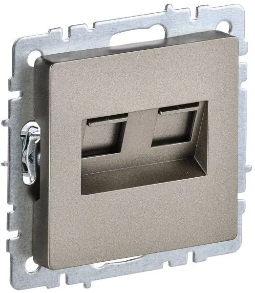 BRITE Розетка компьютерная двойная RJ45 кат.6 РК11-2-БрШ шампань IEK BR-K20-2-K37