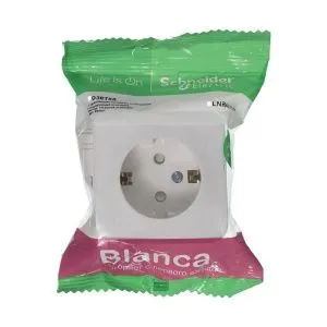 Розетка 1-м ОП Blanca 16А IP20 250В с заземл. защ. шторки с изолир. пластиной бел. SE BLNRA011111 1210460