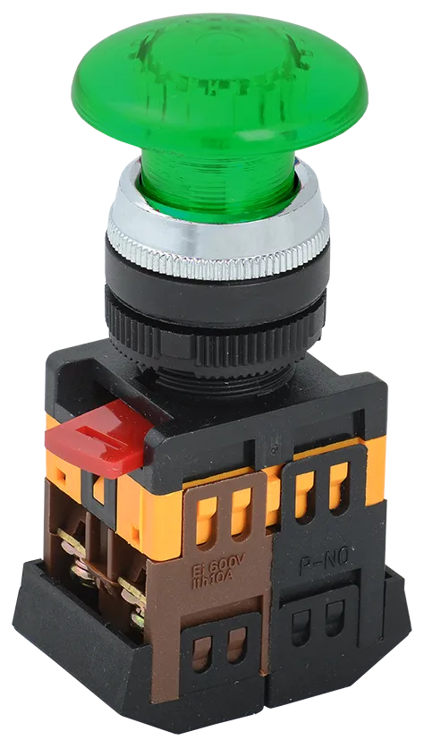 Кнопка управления AELA-22 "Грибок" d=22мм 1з+1р неон/240В зеленая IEK