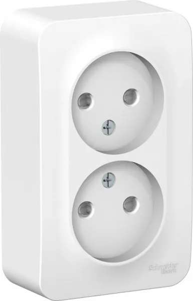 Розетка 2-м ОП Blanca 16А IP20 250В без заземл. защ. шторки с изолир. пластиной бел. SE BLNRA001211 - Фото 2