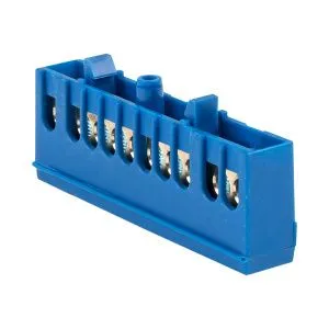 Шина "0" N (6x9мм) 10 отв. латунь синий изолир. корп. на DIN-рейку EKF sn0-63-10-ib