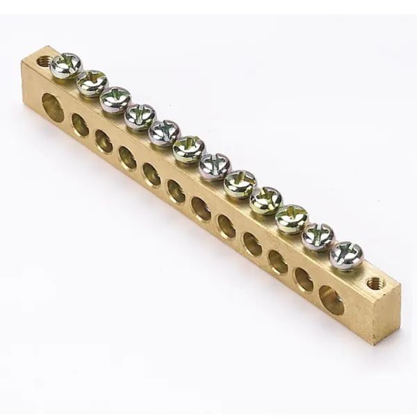 Шина PEN "ноль-земля" (8x12мм) 12 отв. латунь крепеж по краям EKF