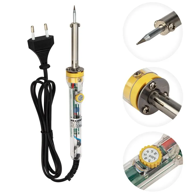 Паяльник с регулировкой температуры, 30-50Вт, 230В, блистер REXANT - Фото 3