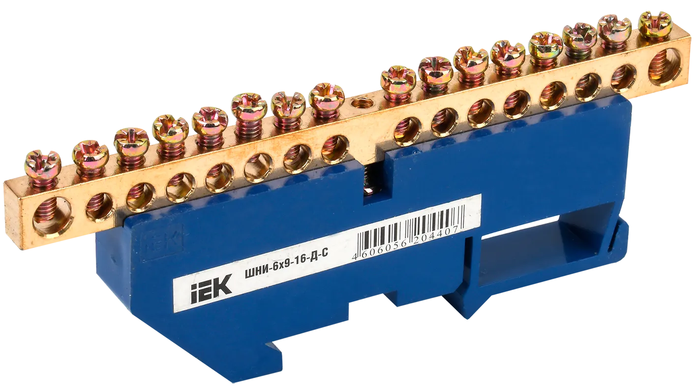 Шина N "ноль" на DIN-изол ШНИ-6х9-16-Д-С IEK