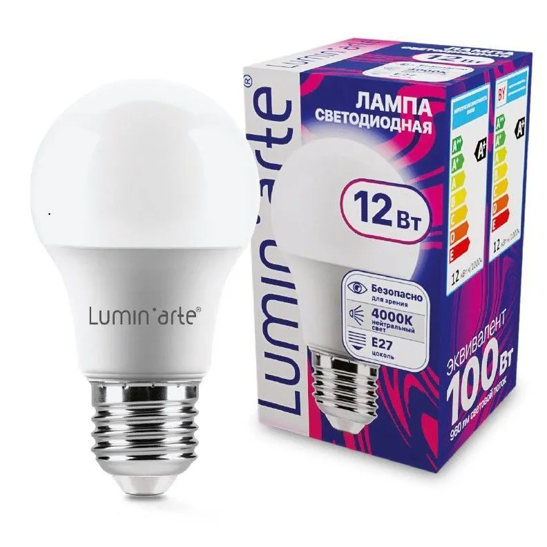 Светодиодная лампа Luminarte LSTD-A60-12W4KE27 12Вт 4000K E27
