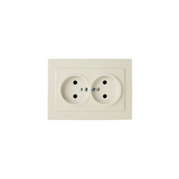 Розетка 2-местная RS16-237-Б скрытой установки Белая 16А, IP20 без заземляющего контакта