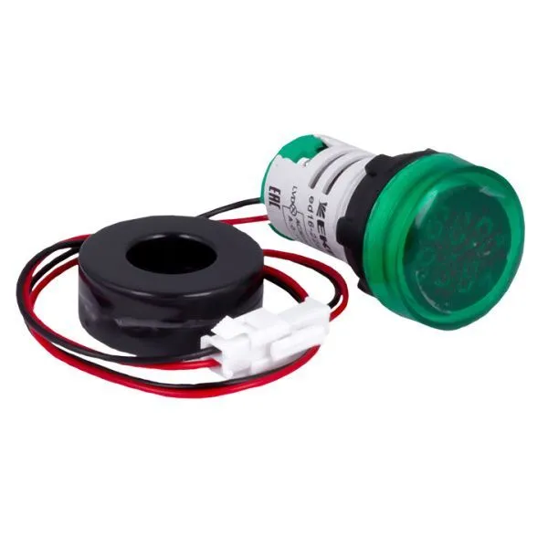 Индикатор значения тока и напряжения зеленый ED16-22AVD 100А EKF в комплекте с трансформатором тока