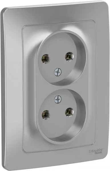 Розетка 2-м СП Blanca 16А IP20 250В без заземл. без защ. шторок алюм. SE BLNRS000023 - Фото 3