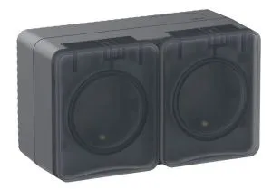 Розетка 2-м ОП AtlasDesign Profi54 16А IP54 250В с заземл. защ. шторки антрацит SE ATN544026 1616132