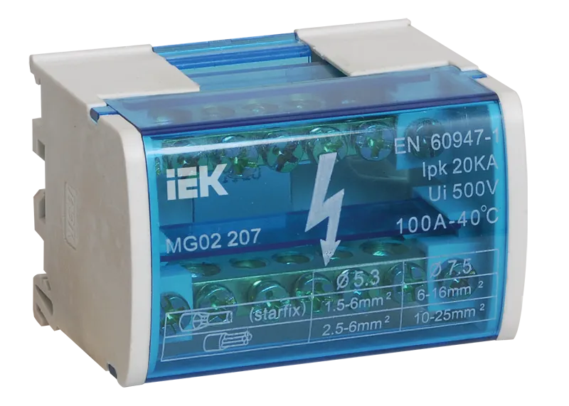 Шины на DIN-рейку в корпусе (кросс-модуль) ШНК 2х7 L+PEN IEK