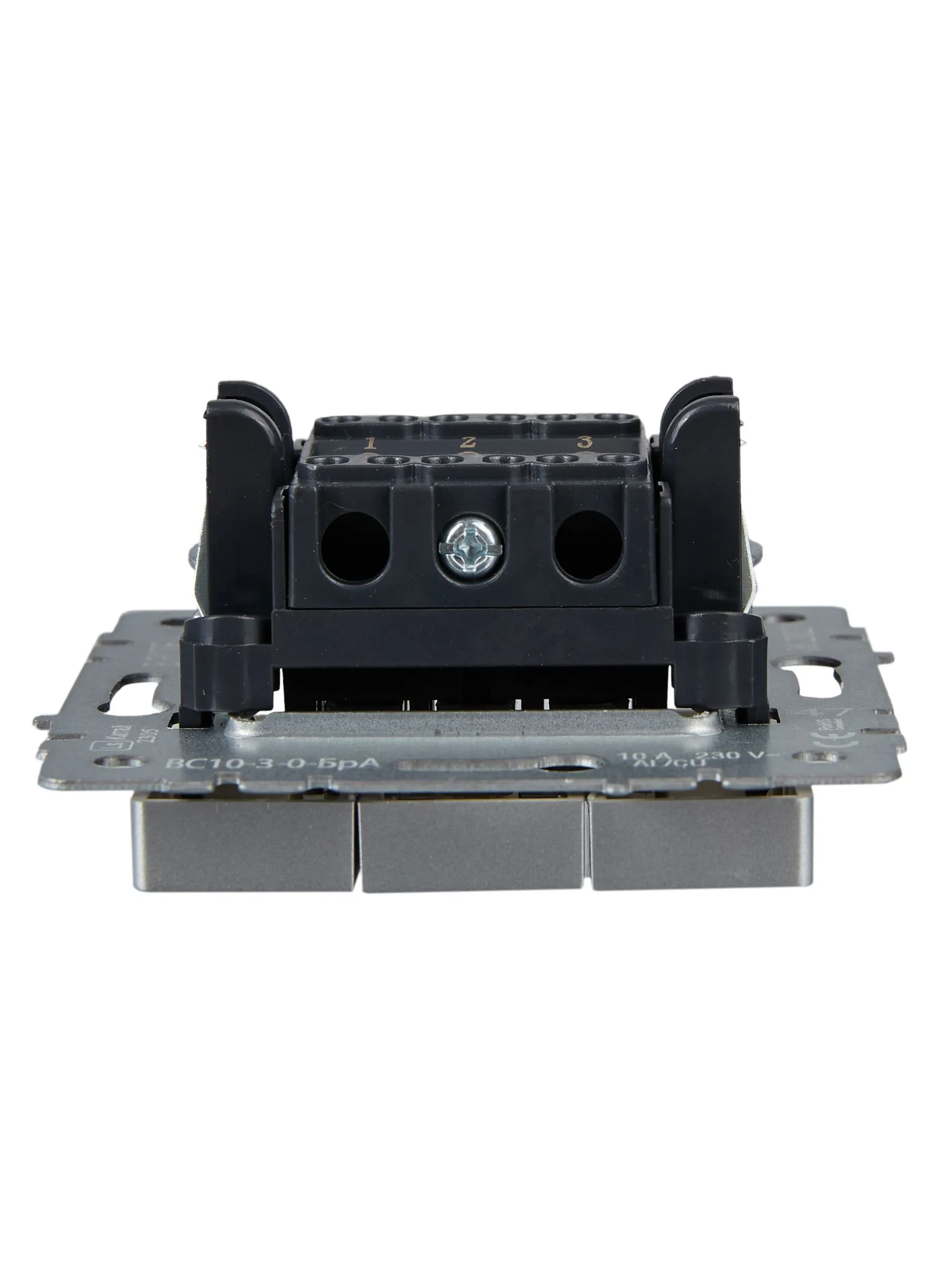 BRITE Выключатель 3-клавишный 10А ВС10-3-0-БрА алюминий IEK - Фото 3