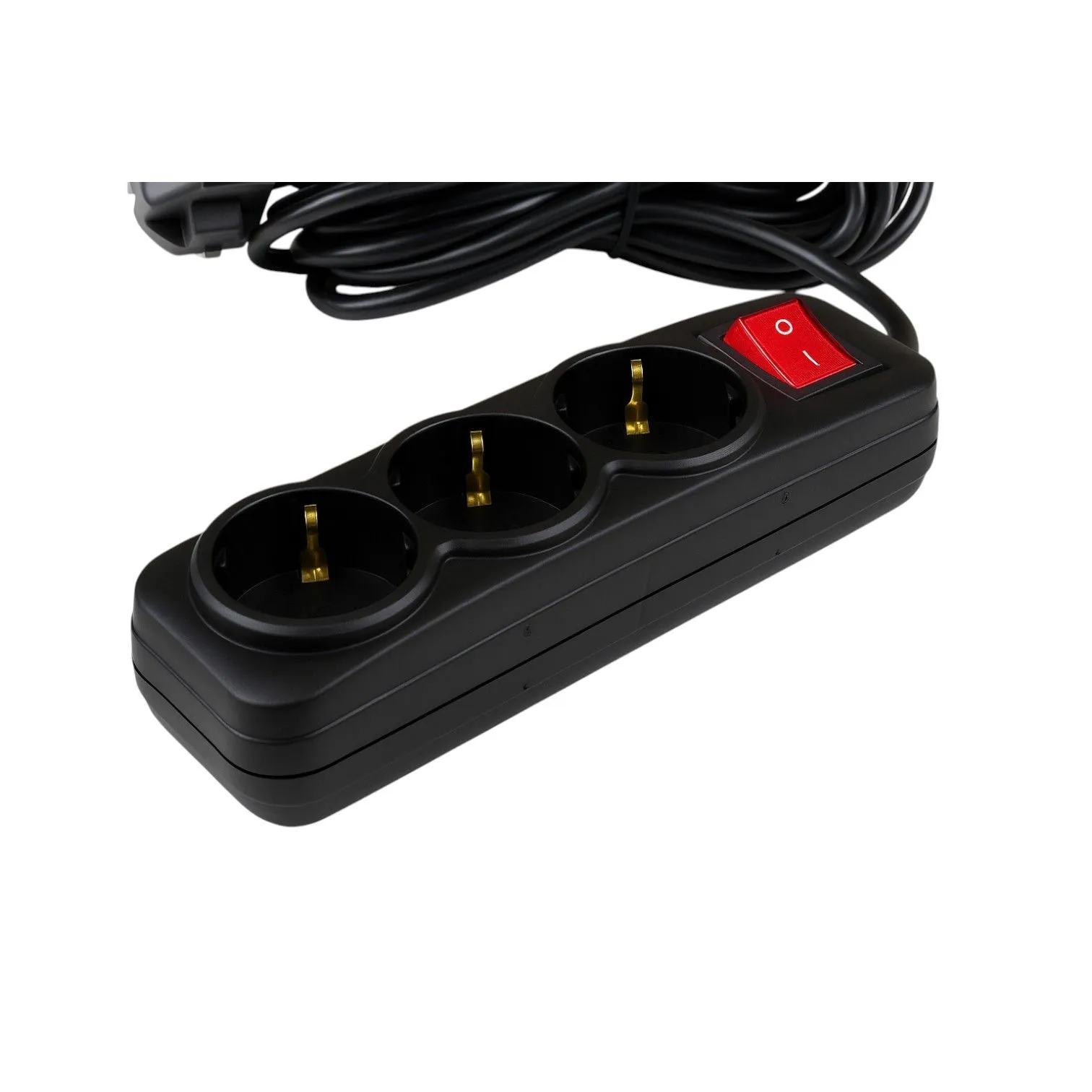 Удлинитель УБкн-03 бытовой с кнопкой ПВС 3*0,75 (10А) 3гн. 7м. черный DEKRON - Фото 3