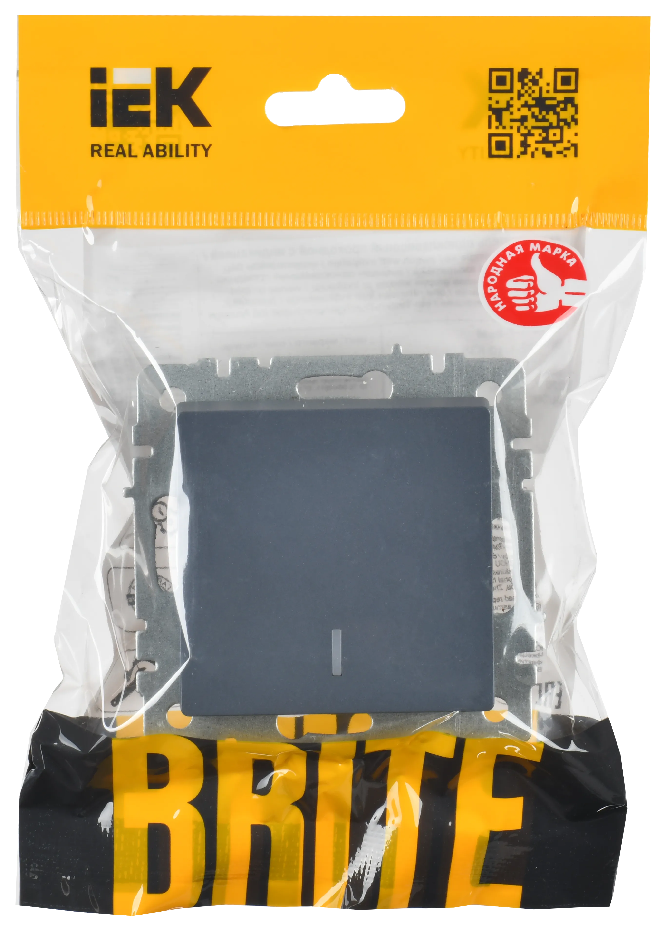 BRITE Выключатель 1-клавишный проходной с индикацией 10А ВС10-1-7-БрМ маренго IEK - Фото 2