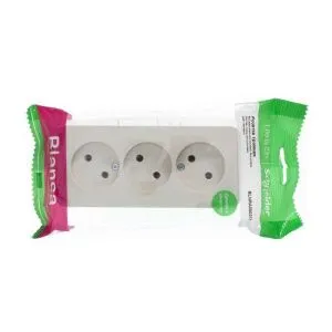 Розетка 3-м ОП Blanca 16А IP20 250В без заземл. без защ. шторок с изолир. пластиной беж. SE BLNRA000317 520069