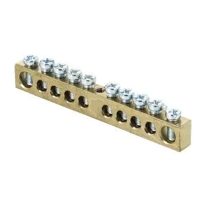 Шина PEN "ноль-земля" (6x9мм) 10 отв. латунь крепеж по центру розн. стикер EKF sn0-63-10-r