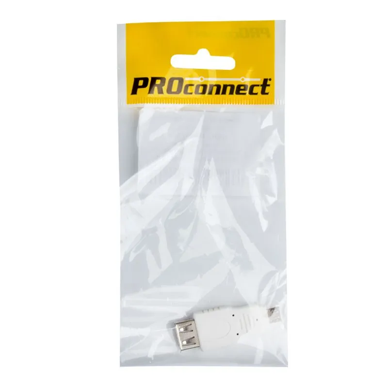 Переходник USB PROconnect, гнездо USB-A - штекер micro USB, 1 шт., пакет БОПП