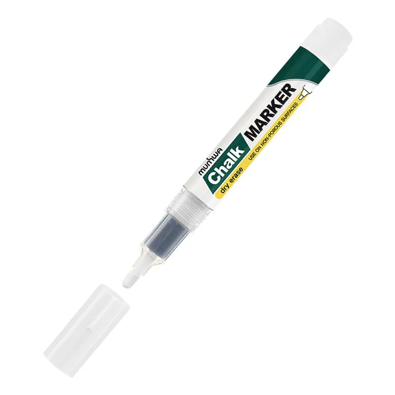 Маркер меловой Chalk Marker 3мм, спиртовая основа, белый MunHwa - Фото 3