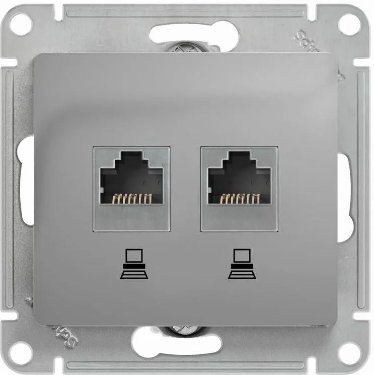 Розетка компьютерная 2-м Glossa RJ45 кат.5E механизм алюм. SE GSL000385KK