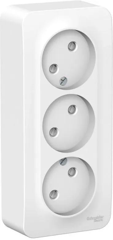 Розетка 3-м ОП Blanca 16А IP20 250В без заземл. защ. шторки с изолир. пластиной бел. SE BLNRA001311