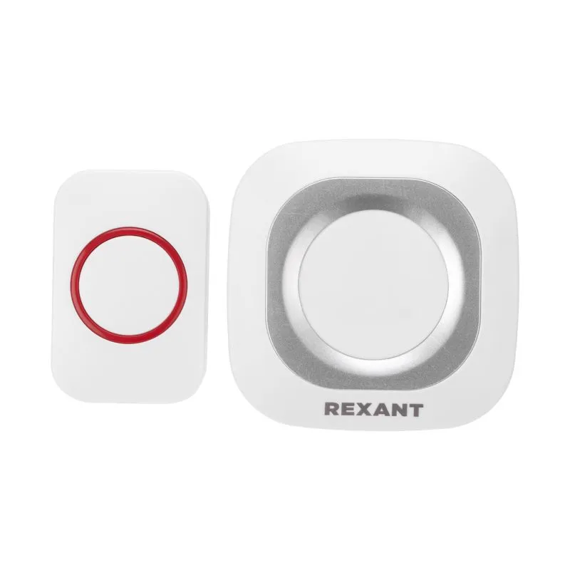 Беспроводной дверной звонок в розетку c цифровым кодированием мигающий 36 мелодий 150м IP44 (белый/серый) REXANT - Фото 2