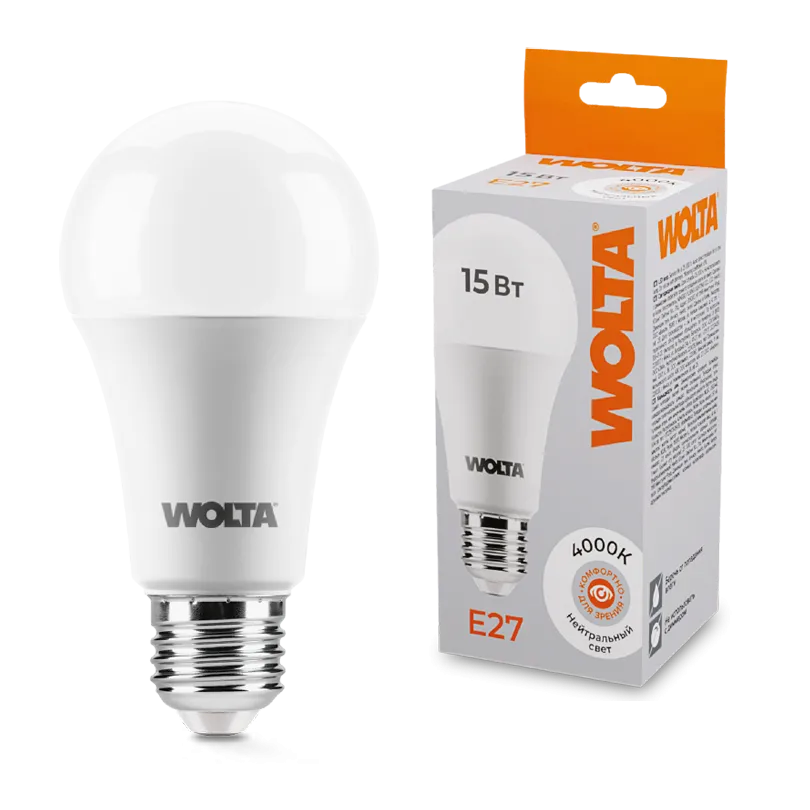 Светодиодная лампа WOLTA 25S60BL15E27 15Вт 4000К E27 25S60BL15E27