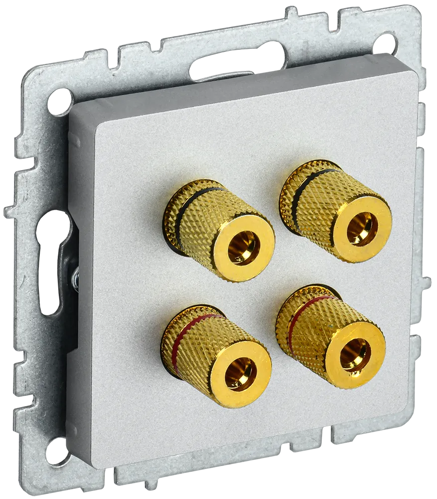 BRITE Аудиорозетка 4-местная РА10-БрА алюминий IEK