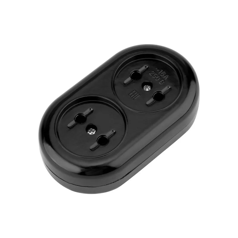 Колодка 2 гнезда карболитовая б/з 16А, черная REXANT - Фото 5