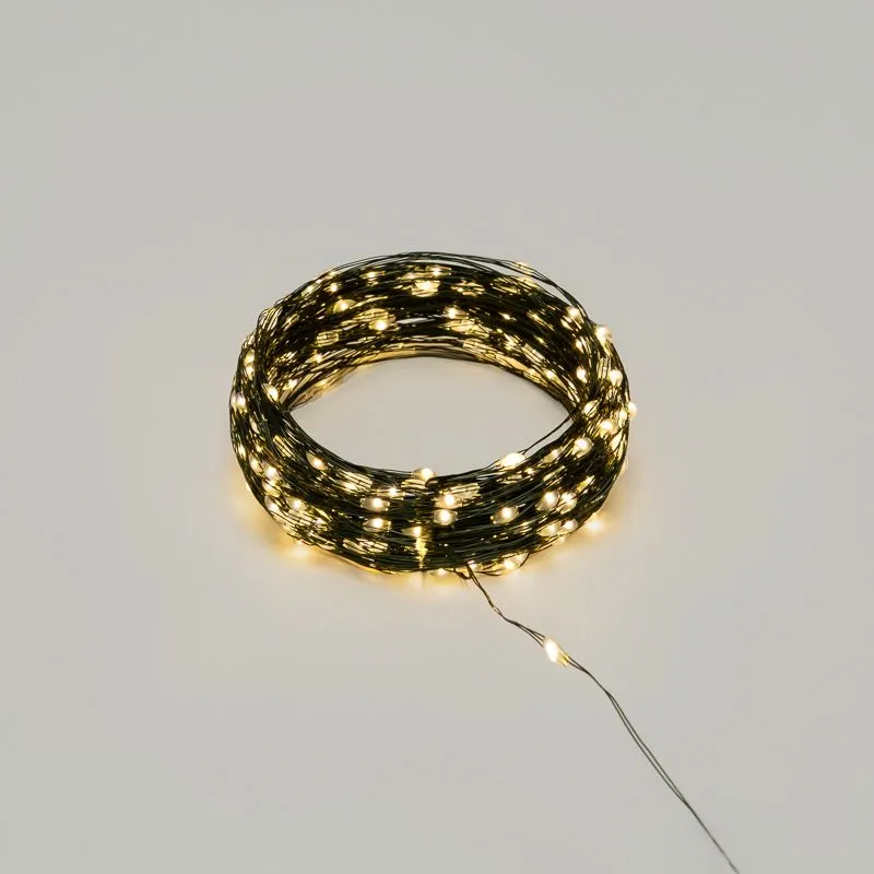 Гирлянда светодиодная Роса с контроллером 30м, 300LED, ТЕПЛЫЙ БЕЛЫЙ, IP20, 230В, зеленый провод NEON-NIGHT - Фото 2