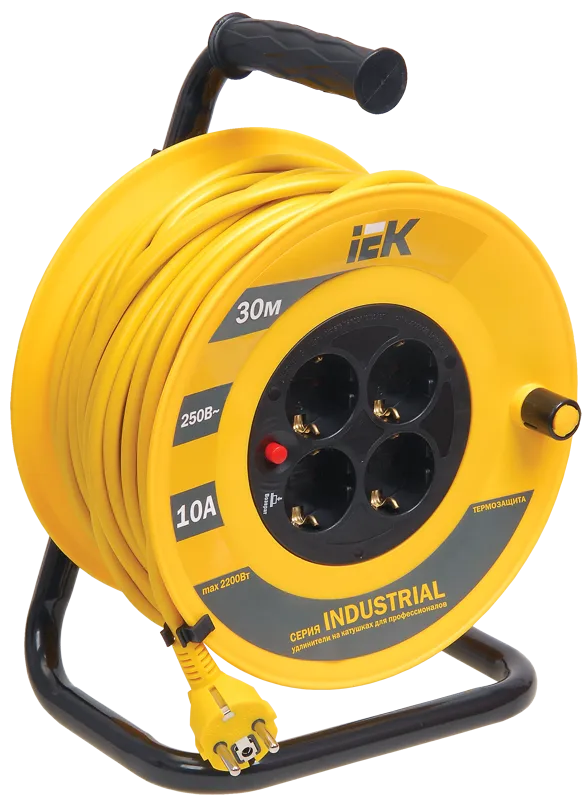 Катушка УК30 4 места с заземлением с термозащитой 3х1,0мм2 "Industrial" 30м IEK