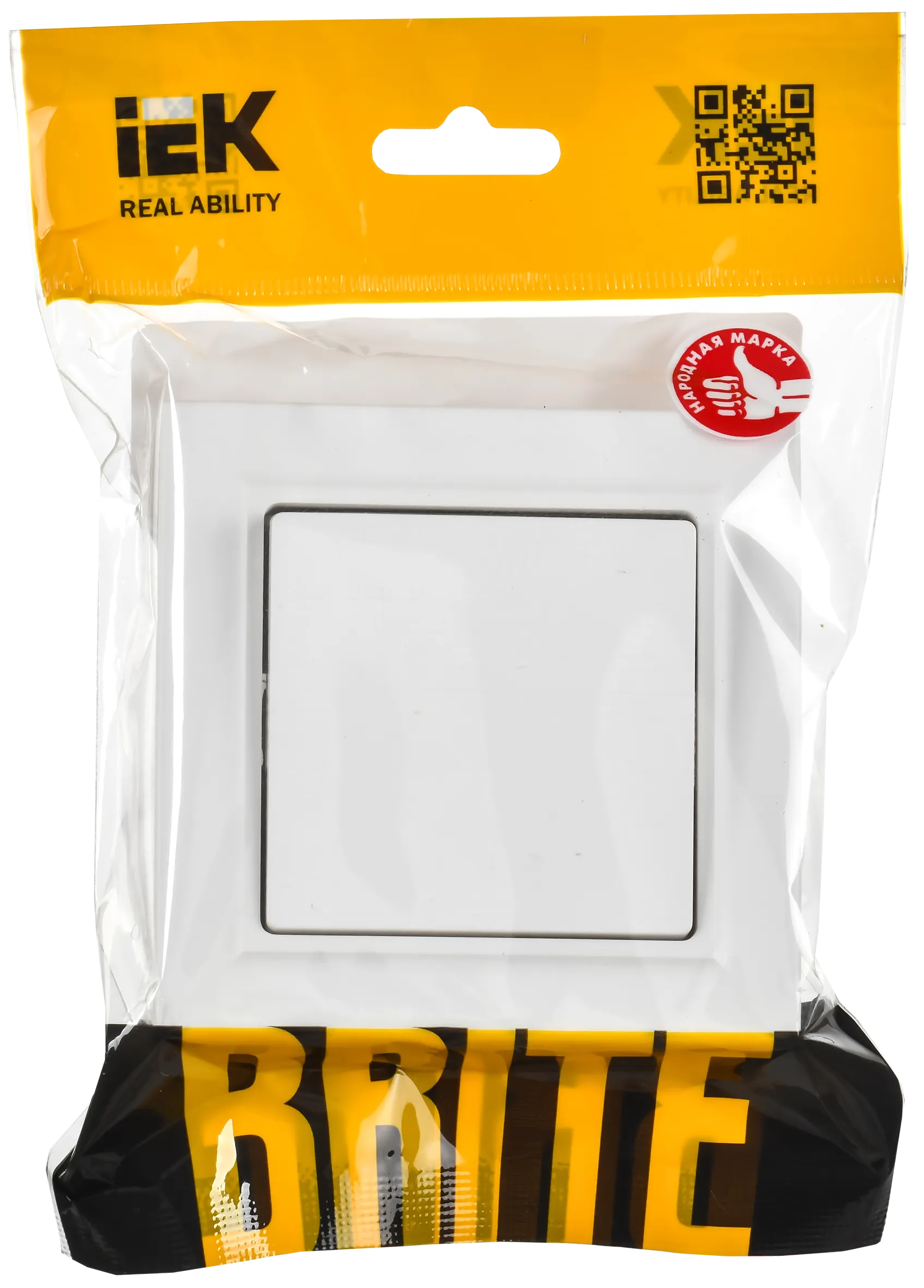 BRITE Выключатель 1-клавишный 10А в сборе ВСР10-1-0-БрАБ арктический белый IEK - Фото 2