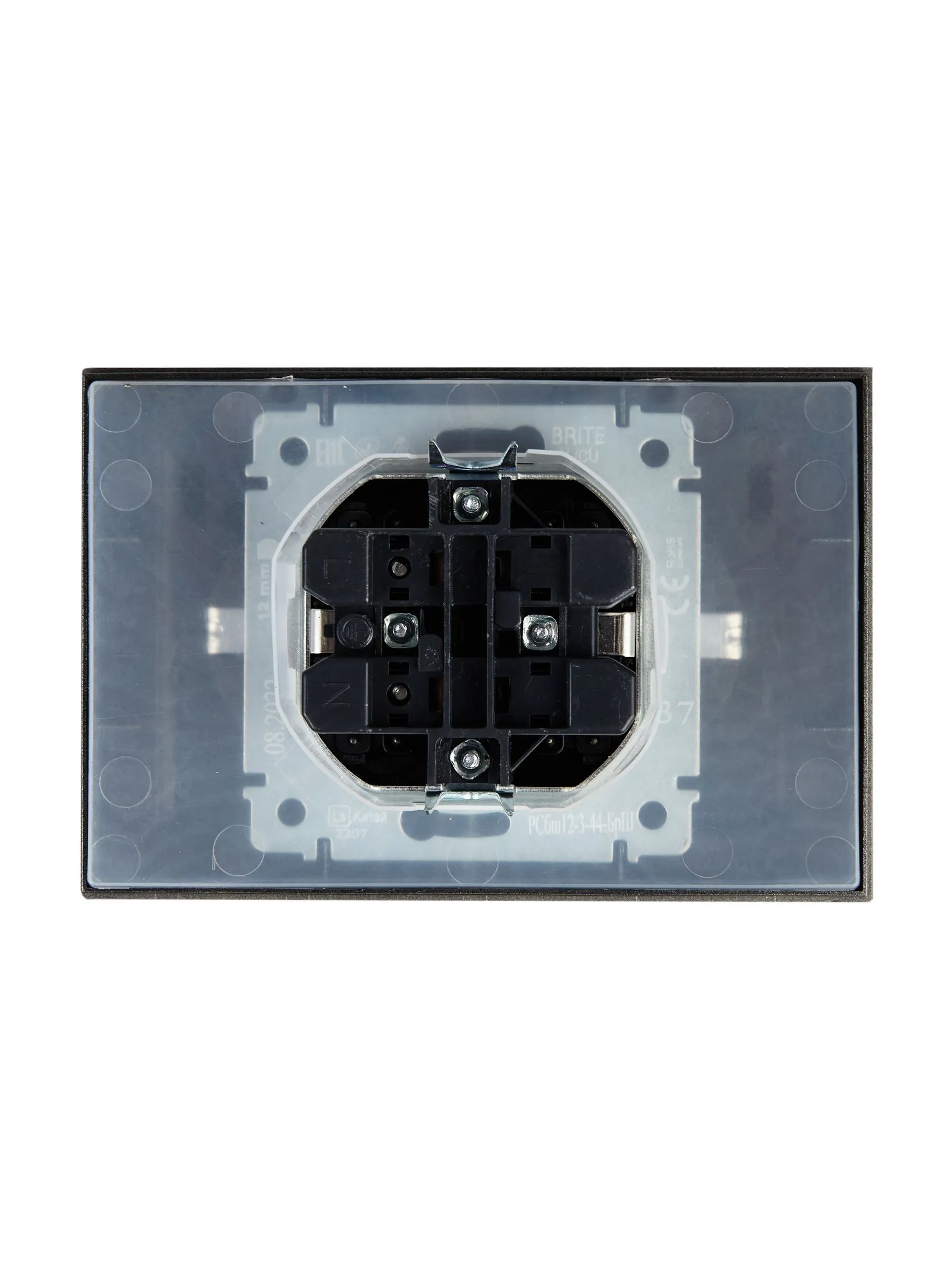 BRITE Розетка 2-местная с заземлением с защитными шторками и крышкой 16А в сборе IP44 РСбш12-3-44-БрШ шампань IEK - Фото 6