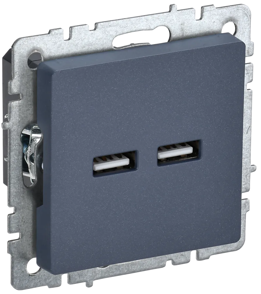 BRITE Розетка USB A+A 5В 3,1А РЮ10-1-БрМ маренго IEK