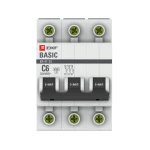 Авт. выкл. 3P 6А (C) 4,5кА ВА 47-29 - Фото 3